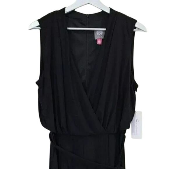 New! Vince Camuto Surplice Front Pleated Wide Leg Mid-Length Jumpsuit - Picture 6 of 9